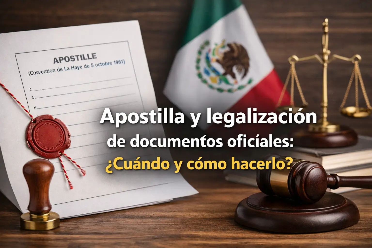 Apostila e legalização de documentos com selo oficial e bandeira do México