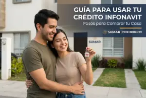 Casal feliz com chave de casa, crédito Infonavit 2026